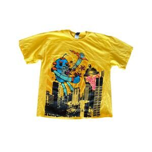 Vintage Robot VS Spray Paint TH XL Tag Yellow AOP Front Tshirt